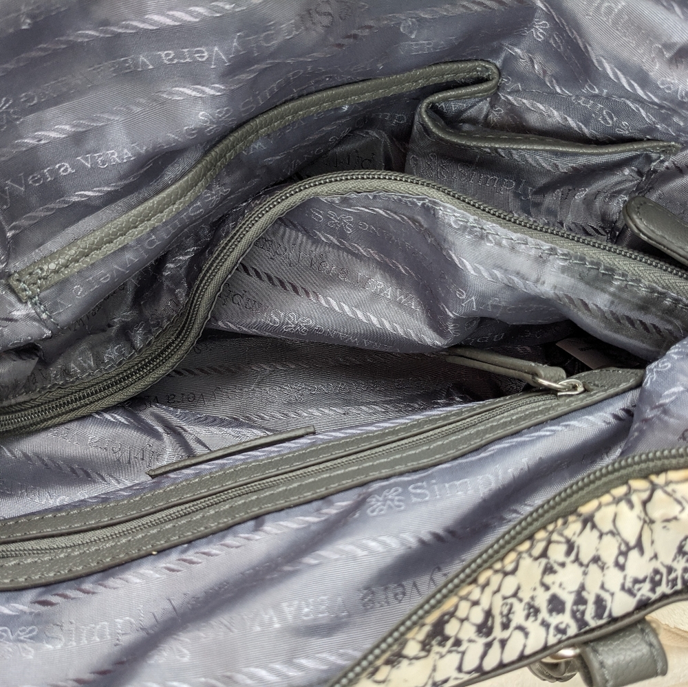 ☀️Simply Vera Wang shoulder bag green white snake fabric print - Picture 11 of 17